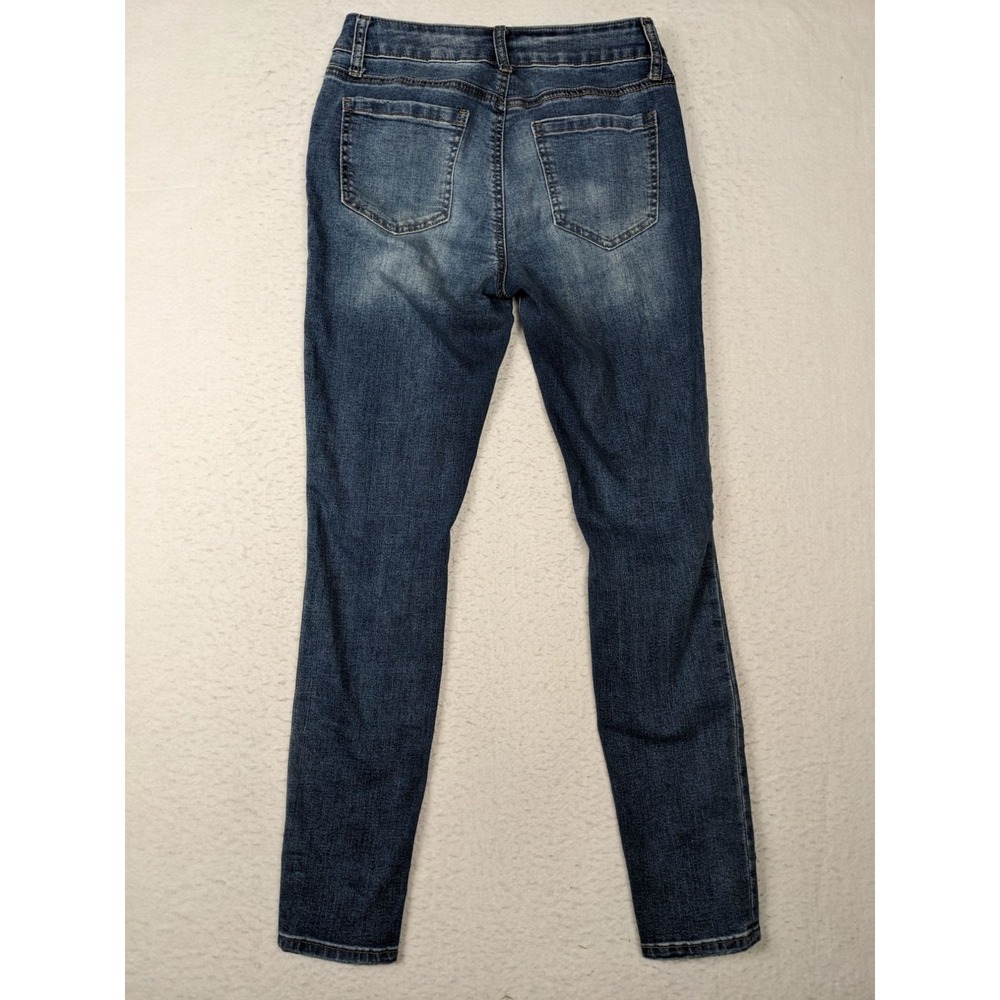 Ashley Mason Womens Size 7 Blue Skinny Jeans Floral Embroidery Distressed - Picture 11 of 16